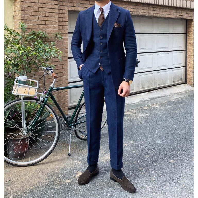 Ceehuteey 3 Piece Mens Suit Herringbone Notch Lapel Tuxedos (Blazer+Vest+Pants) – Royal