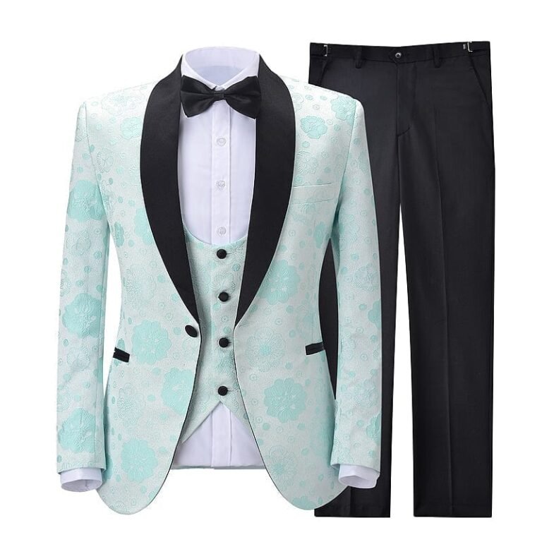 Ceehuteey 3 Pieces Mens Suit Slim Fit Peak Lapel Tuxedos For Wedding (Blazer+vest+Pants)