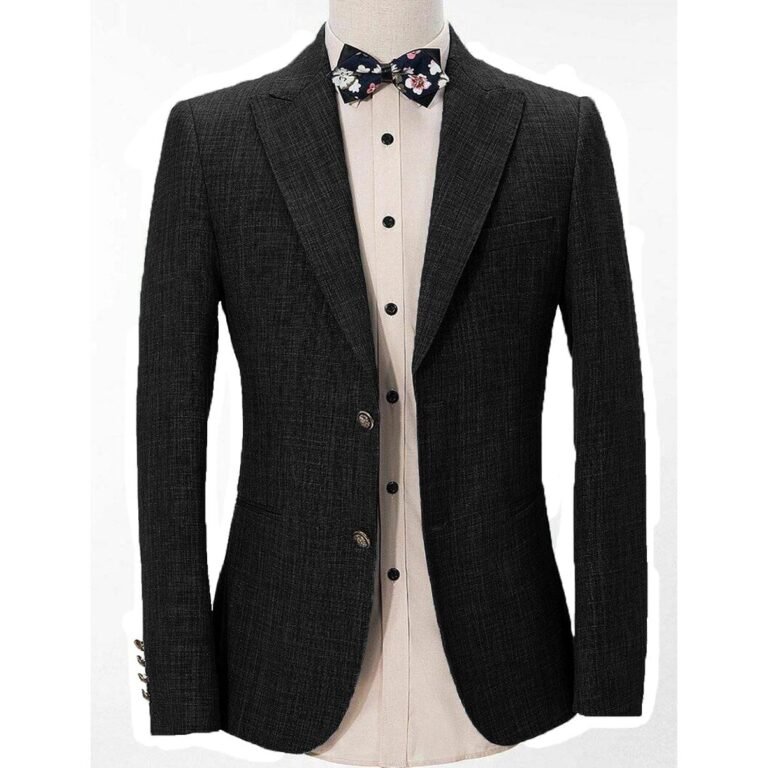 Ceehuteey Casual Men’s Regular Fashion Peak Lapel Blazer – 42R / Black