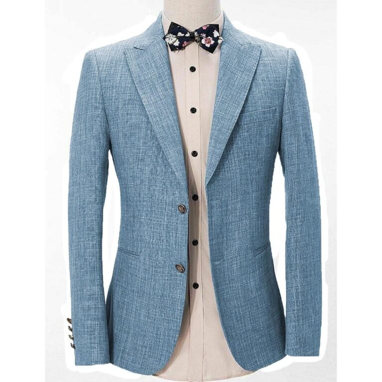 Ceehuteey Casual Men’s Regular Fashion Peak Lapel Blazer – 42R / Blue