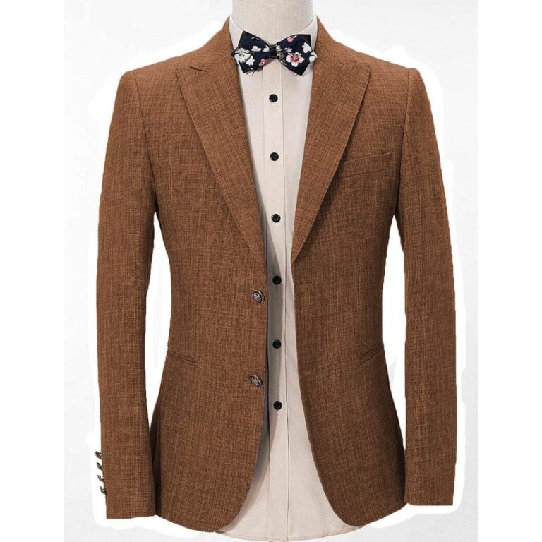 Ceehuteey Casual Men’s Regular Fashion Peak Lapel Blazer – 42R / Brown