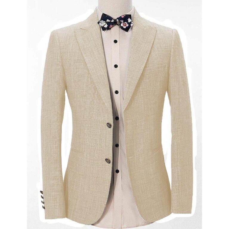 Ceehuteey Casual Men’s Regular Fashion Peak Lapel Blazer – 42R / Champagne