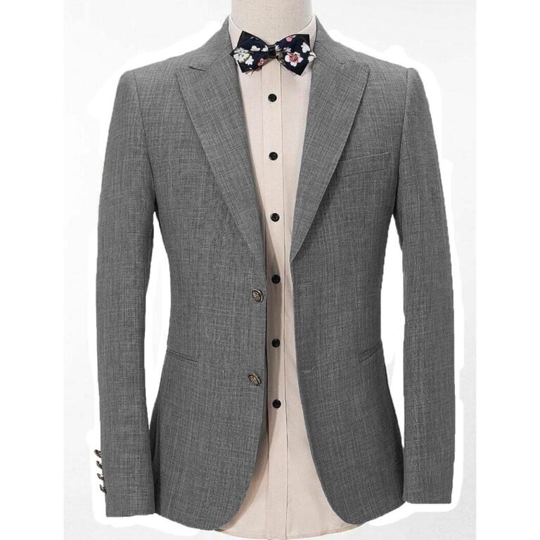 Ceehuteey Casual Men’s Regular Fashion Peak Lapel Blazer – 42R / Grey