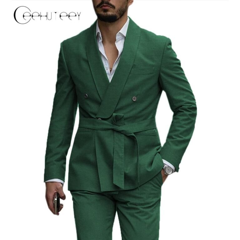 Ceehuteey Casual Mens Suit Double Breasted Shawl Lapel 2 Pieces (Blazer+Pants) – Hunt