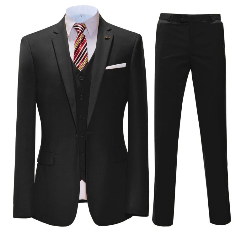 Ceehuteey 3 Pieces Mens Suit Flat Notch Lapel Suits (Blazer+Vest+Pants)