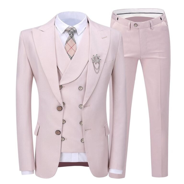 Ceehuteey 3 Pieces Mens Suit Peak Lapel Blazer (Blazer+Vest+Pants)