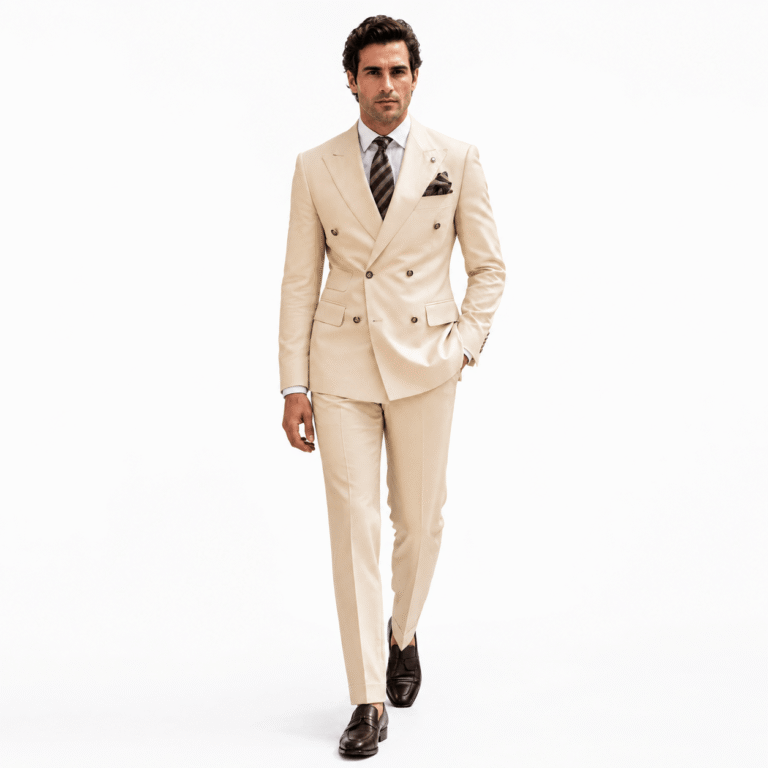 Ceehuteey Men’s 2 Pieces Double Breasted Peak Lapel Gent Suit (Blazer+Pants)