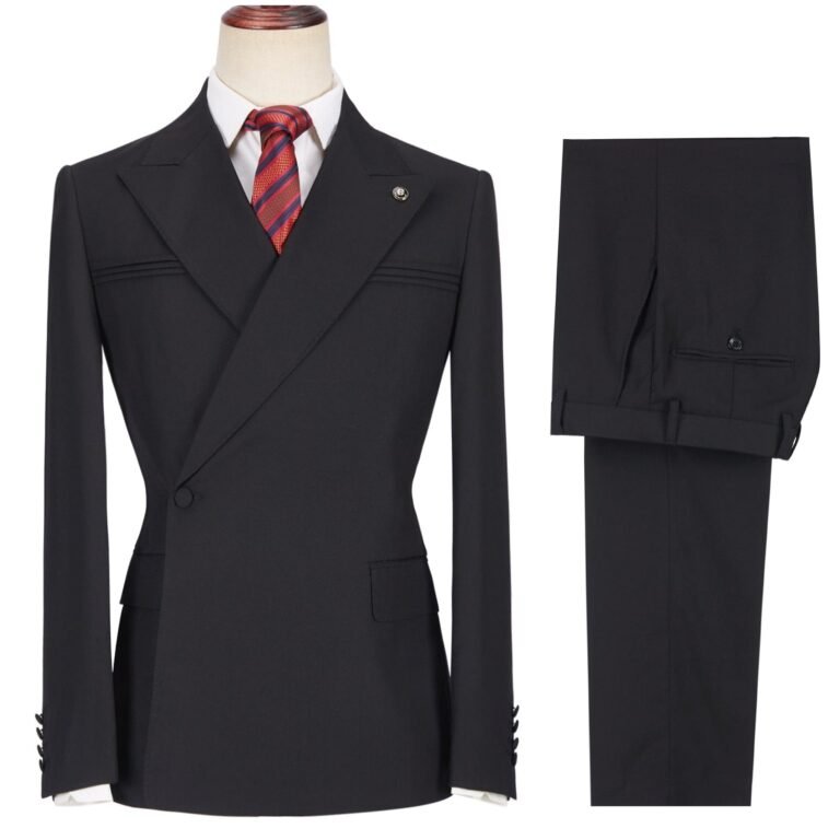 Ceehuteey Men’s 2 Pieces Peak Lapel One Button Gent Suit (Blazer+Pants)