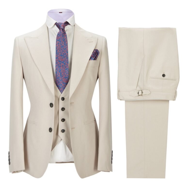 Ceehuteey Men’s 3 Piece Suit Peak Lapel Suits (Blazer+Vest+Pants)