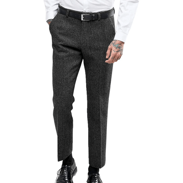 Ceehuteey Men’s Herringbone Tweed Trousers