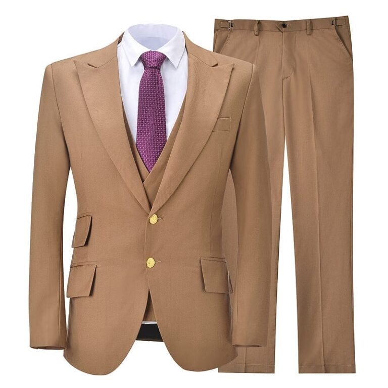 Ceehuteey Mens Solid Color 3-Piece Suit (Blazer+Vest+Pants)