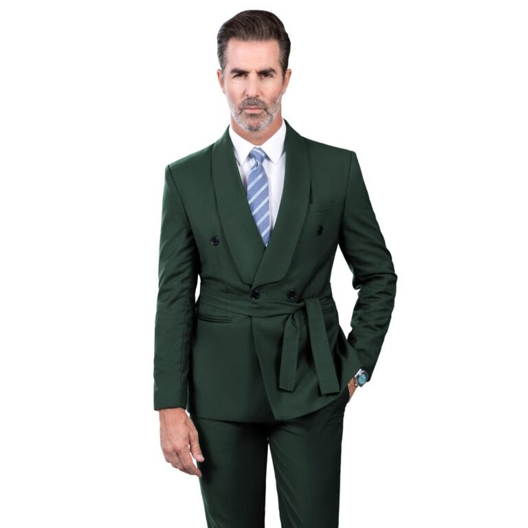 Ceehuteey Fashion Casual Men’s 2 Pieces Shawl Lapel Double Breasted Suit (Blazer+Pants)