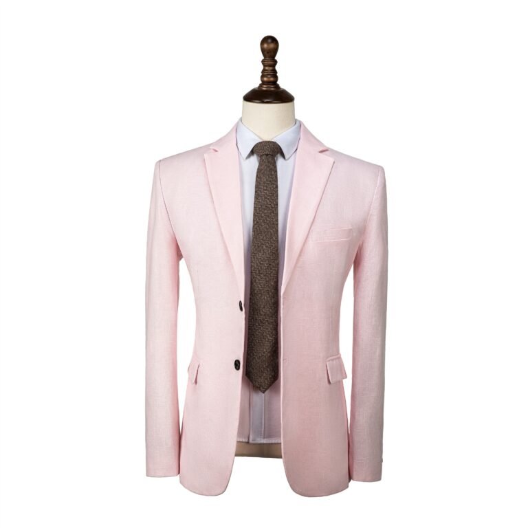 Ceehuteey Fashion Formal Men’s 2 Pieces Linen Regular Notch Lapel Suit