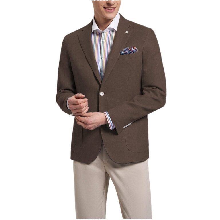 Ceehuteey Formal Fashion Men’s Notch Lapel Suit Blazer – 42R / Coffee