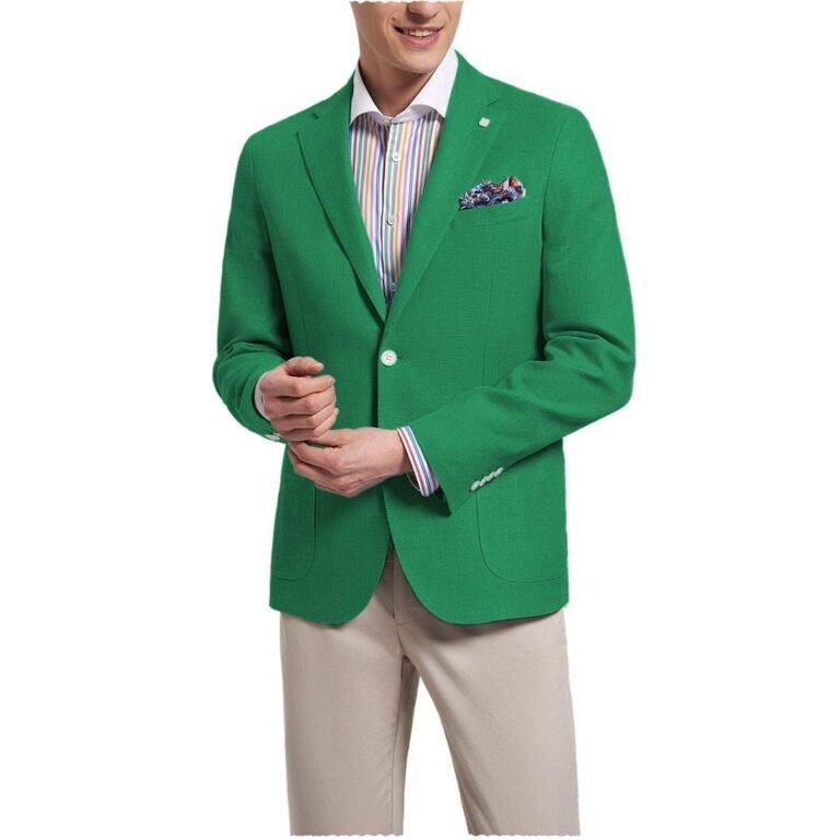 Ceehuteey Formal Fashion Men’s Notch Lapel Suit Blazer – 42R / Green