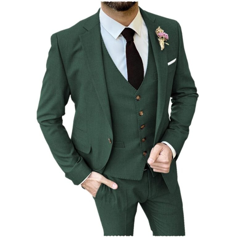 Ceehuteey Formal Flat 3 Pieces Mens Suit Notch Lapel Blazer (Blazer+vest+Pants) – Hunt