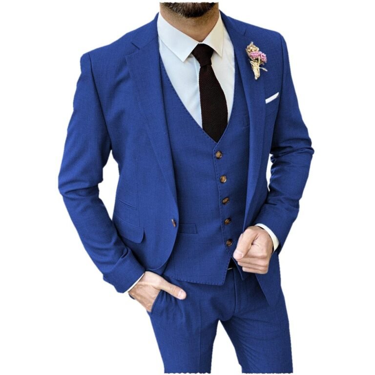 Ceehuteey Formal Flat 3 Pieces Mens Suit Notch Lapel Blazer (Blazer+vest+Pants) – Royal