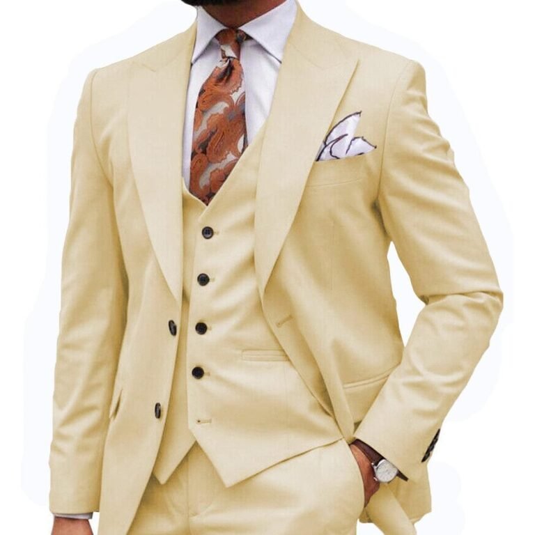 Ceehuteey Formal Men’s 3 Piece Regular Fit Peak Lapel Men’s Express Suit