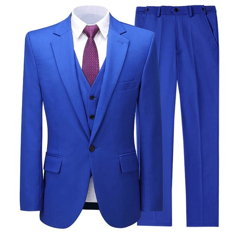 Ceehuteey Formal Men’s 3 Pieces Mens Suit Notch Lapel Flat Tuxedos (Blazer+vest+Pants)