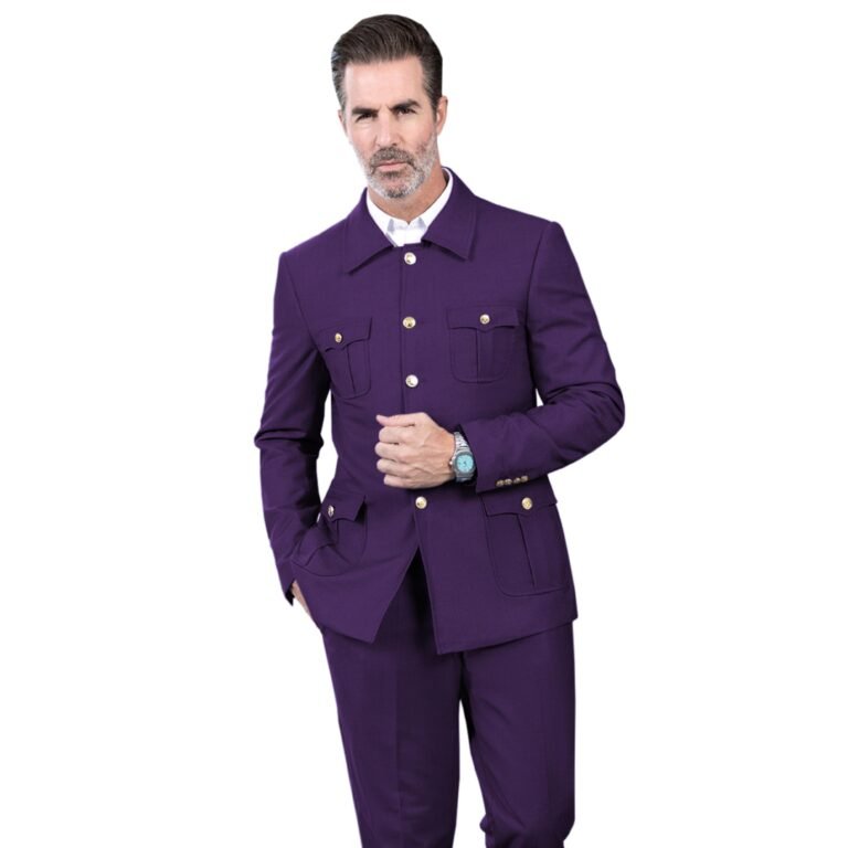 Ceehuteey Men’s 2 Piece Lapel With Metal Clasp Classic Fit vintage Suit – 42R / Dark