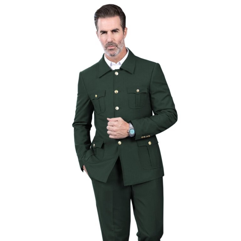 Ceehuteey Men’s 2 Piece Lapel With Metal Clasp Classic Fit vintage Suit – 42R / Hunt Green