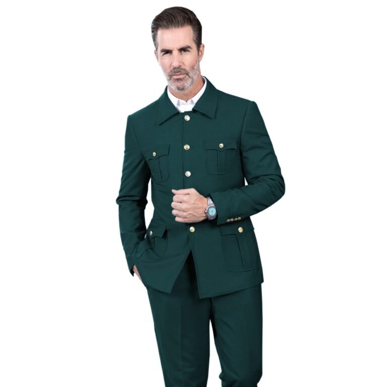 Ceehuteey Men’s 2 Piece Lapel With Metal Clasp Classic Fit vintage Suit – 42R / Teal