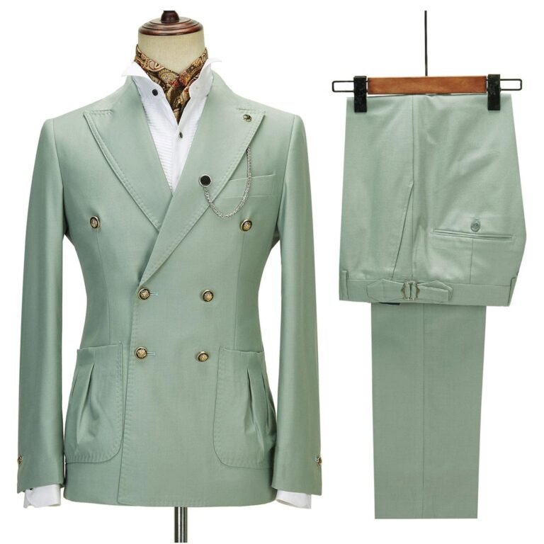 Ceehuteey Men’s 2 Piece Peak Lapel With Metal Clasp Slim Fit Stylish Tuxedo Suit Set