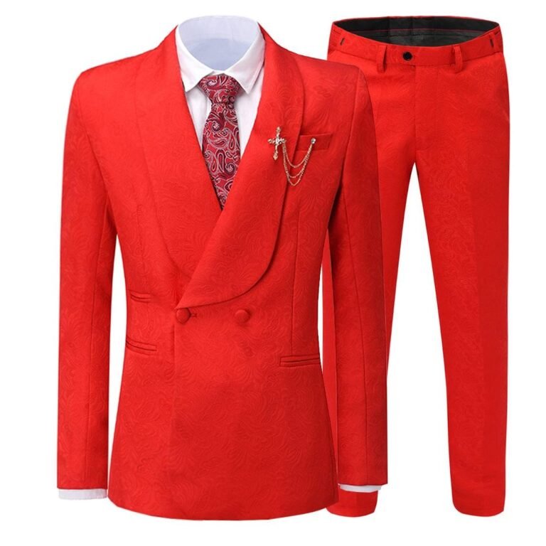 Ceehuteey Mens 2 Piece Slim Fit Tuxedo Suits – 42R / Red