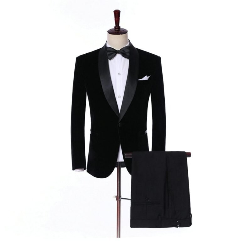 Ceehuteey Mens 2 Piece Tuxedo Suits Slim Fit Casual Suit Blazer Wedding Prom – 42R / Black