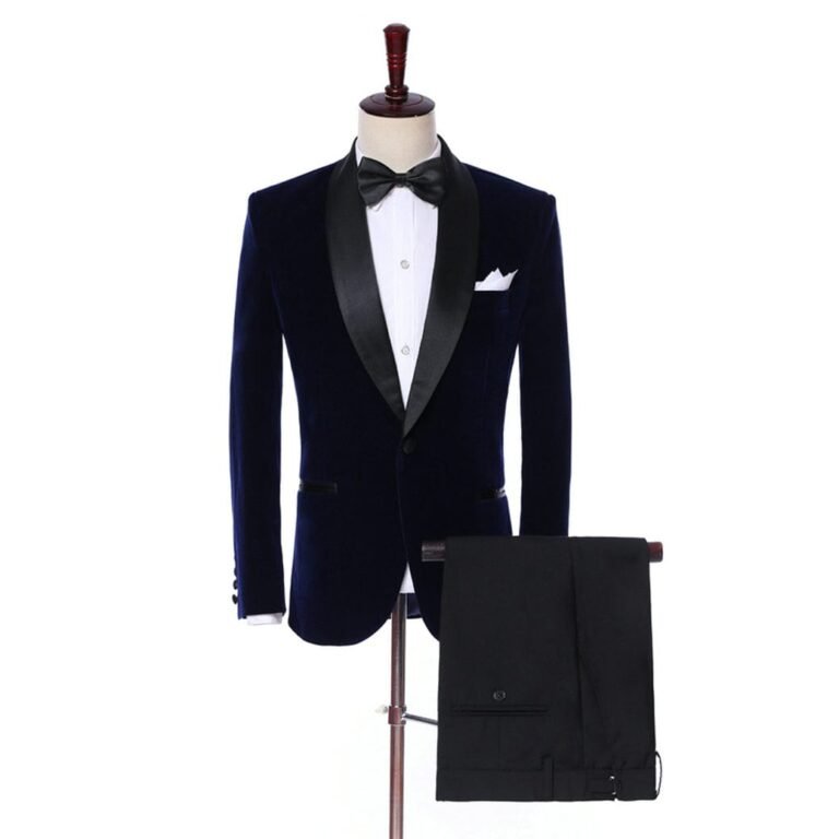 Ceehuteey Mens 2 Piece Tuxedo Suits Slim Fit Casual Suit Blazer Wedding Prom – 42R / Navy