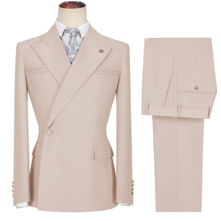 Ceehuteey Men’s 2 Pieces Peak Lapel Slim Fit One Button Gent Suit (Blazer+Pants) – 42R /