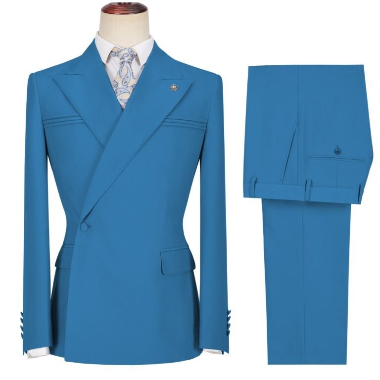 Ceehuteey Men’s 2 Pieces Peak Lapel Slim Fit One Button Gent Suit (Blazer+Pants) – 42R /