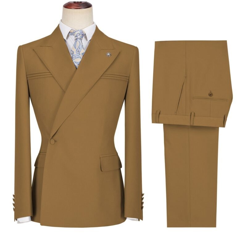 Ceehuteey Men’s 2 Pieces Peak Lapel Slim Fit One Button Gent Suit (Blazer+Pants) – 42R /