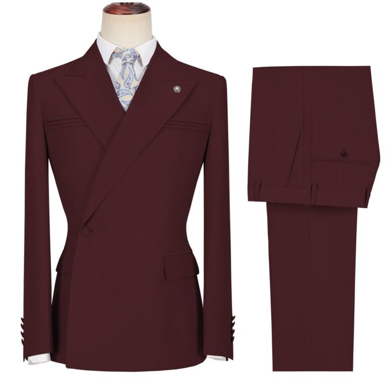 Ceehuteey Men’s 2 Pieces Peak Lapel Slim Fit One Button Gent Suit (Blazer+Pants) – 42R /