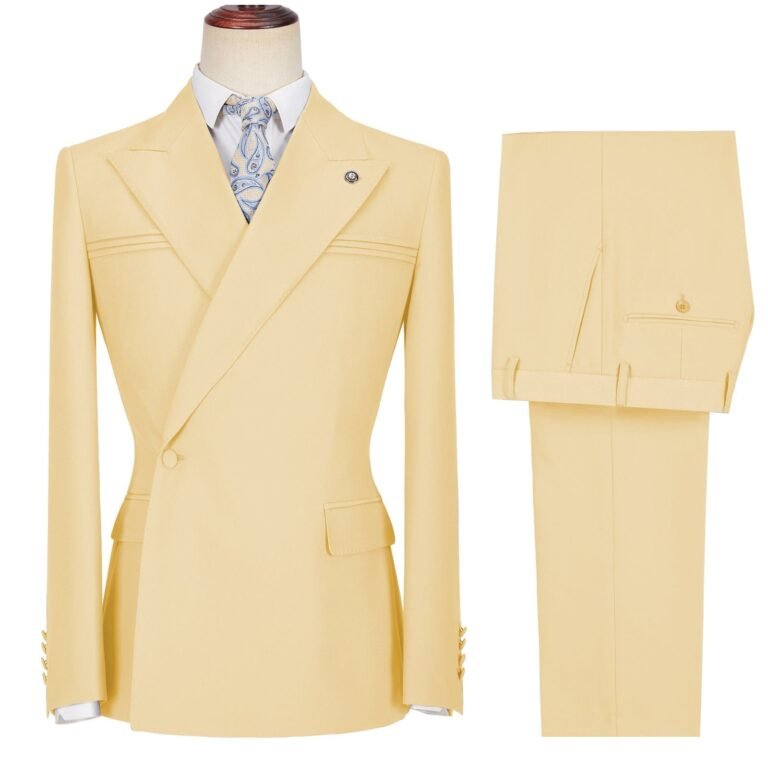 Ceehuteey Men’s 2 Pieces Peak Lapel Slim Fit One Button Gent Suit (Blazer+Pants) – 42R /