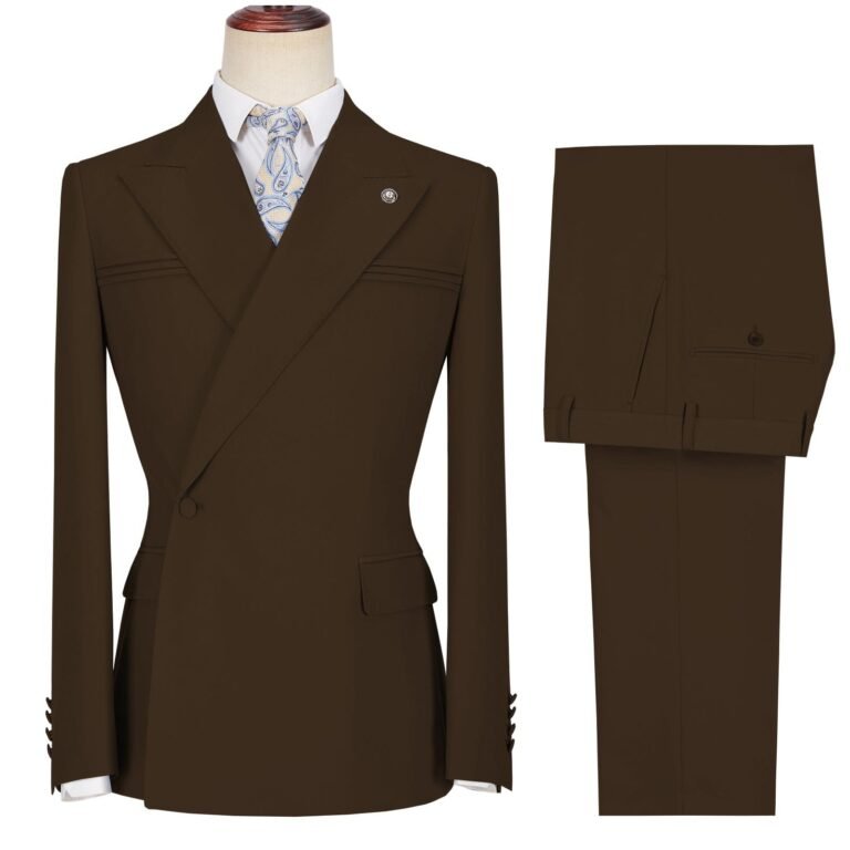 Ceehuteey Men’s 2 Pieces Peak Lapel Slim Fit One Button Gent Suit (Blazer+Pants) – 42R /
