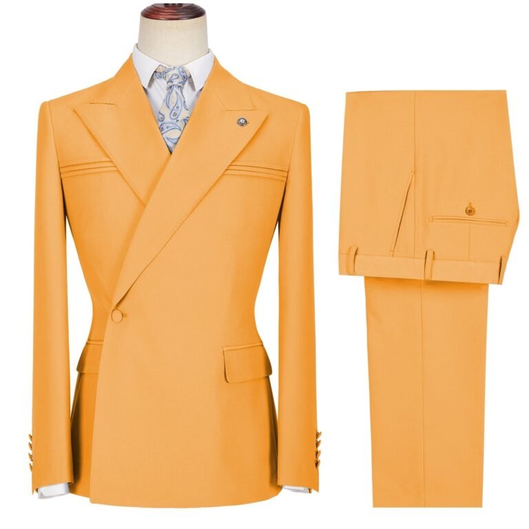 Ceehuteey Men’s 2 Pieces Peak Lapel Slim Fit One Button Gent Suit (Blazer+Pants) – 42R /