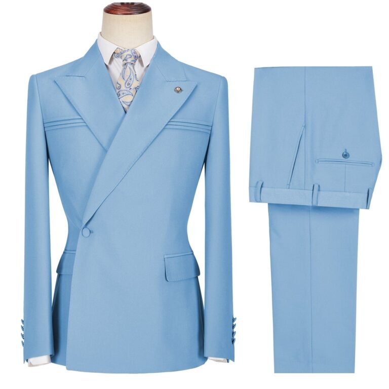 Ceehuteey Men’s 2 Pieces Peak Lapel Slim Fit One Button Gent Suit (Blazer+Pants) – 42R /