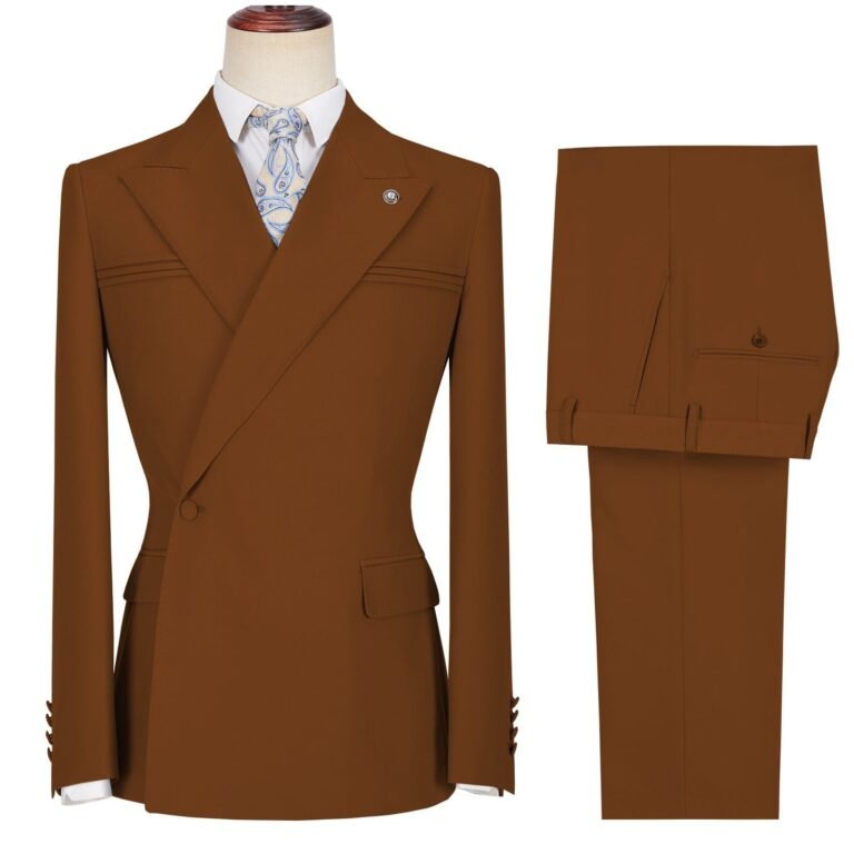 Ceehuteey Men’s 2 Pieces Peak Lapel Slim Fit One Button Gent Suit (Blazer+Pants) – 42R /