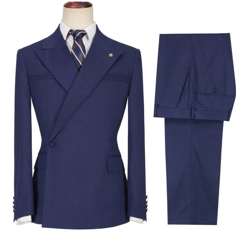 Ceehuteey Men’s 2 Pieces Peak Lapel Slim Fit One Button Gent Suit (Blazer+Pants) – 42R /