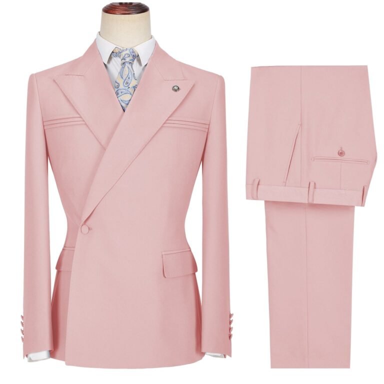 Ceehuteey Men’s 2 Pieces Peak Lapel Slim Fit One Button Gent Suit (Blazer+Pants) – 42R /