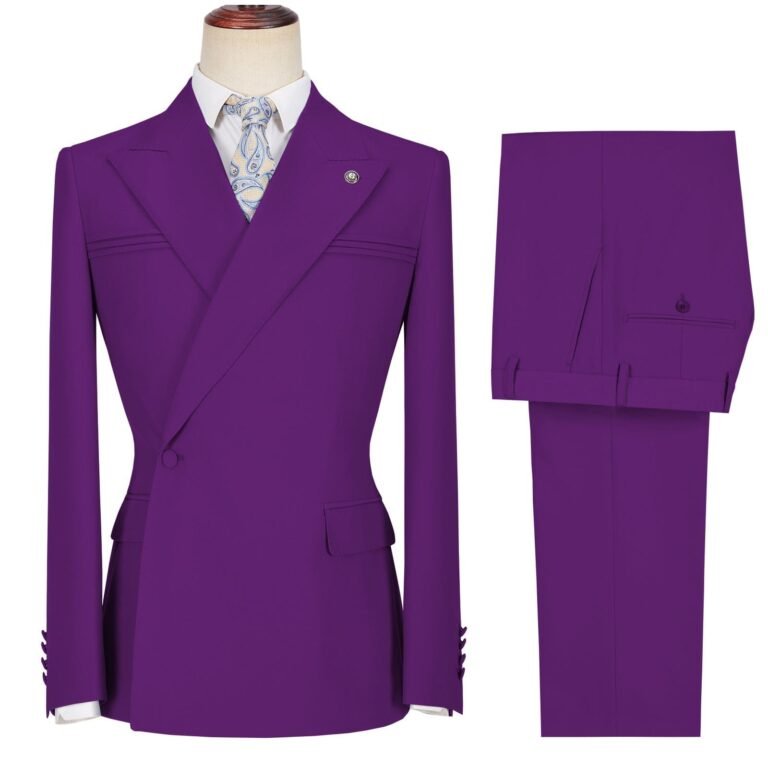 Ceehuteey Men’s 2 Pieces Peak Lapel Slim Fit One Button Gent Suit (Blazer+Pants) – 42R /