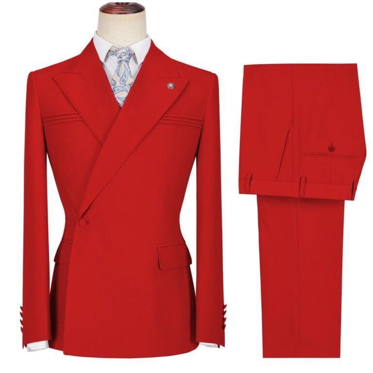 Ceehuteey Men’s 2 Pieces Peak Lapel Slim Fit One Button Gent Suit (Blazer+Pants) – 42R /
