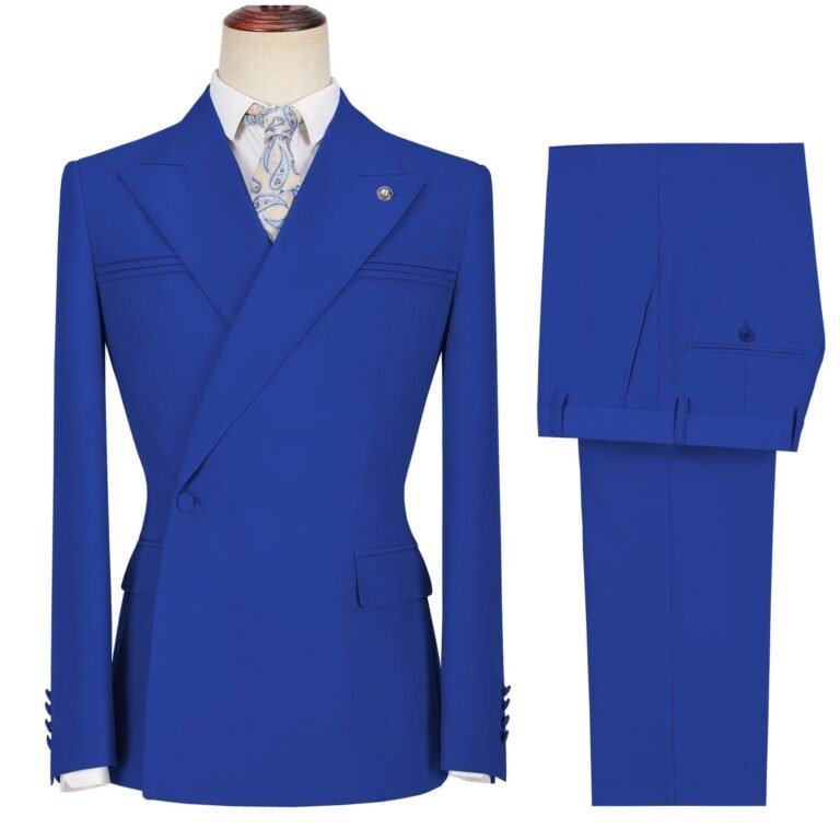 Ceehuteey Men’s 2 Pieces Peak Lapel Slim Fit One Button Gent Suit (Blazer+Pants) – 42R /