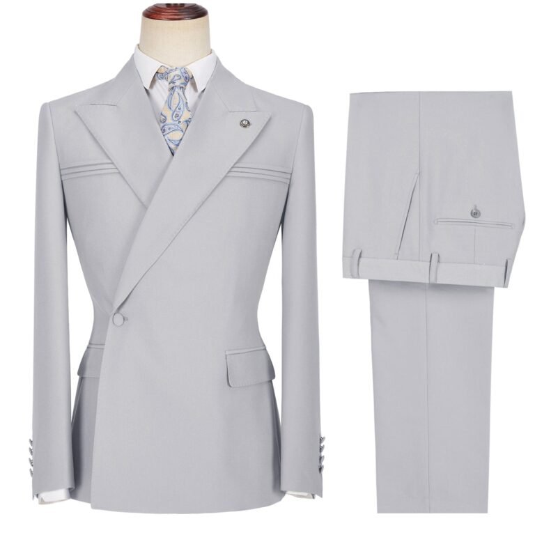 Ceehuteey Men’s 2 Pieces Peak Lapel Slim Fit One Button Gent Suit (Blazer+Pants) – 42R /