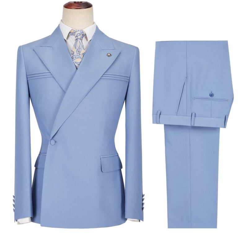 Ceehuteey Men’s 2 Pieces Peak Lapel Slim Fit One Button Gent Suit (Blazer+Pants) – 42R /