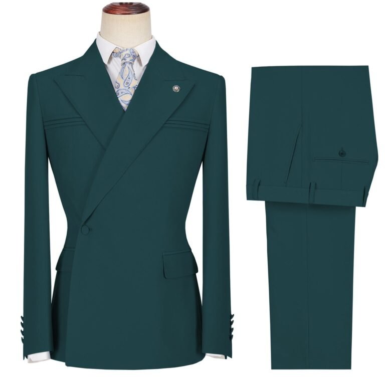 Ceehuteey Men’s 2 Pieces Peak Lapel Slim Fit One Button Gent Suit (Blazer+Pants) – 42R /