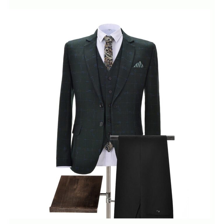 Ceehuteey Men’s 3 Piece Suit Formal Groomsmen Tuxedos for Wedding – Army Green / 42R