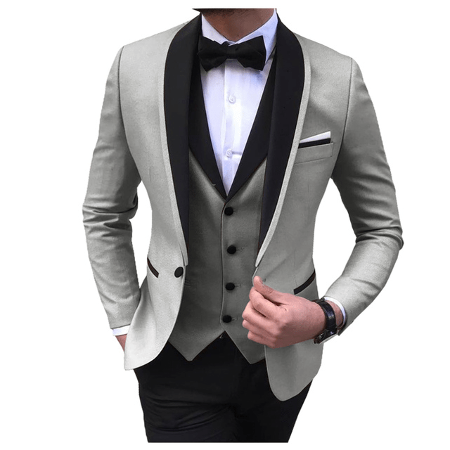 Ceehuteey Men’s 3 Pieces Fashion Shawl Lapel Tuxedos For Wedding