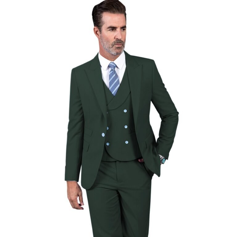 Ceehuteey Men’s 3 Pieces Slim Peak Lapel Regular Fit suit (Blazer+vest+Pants) – Hunt